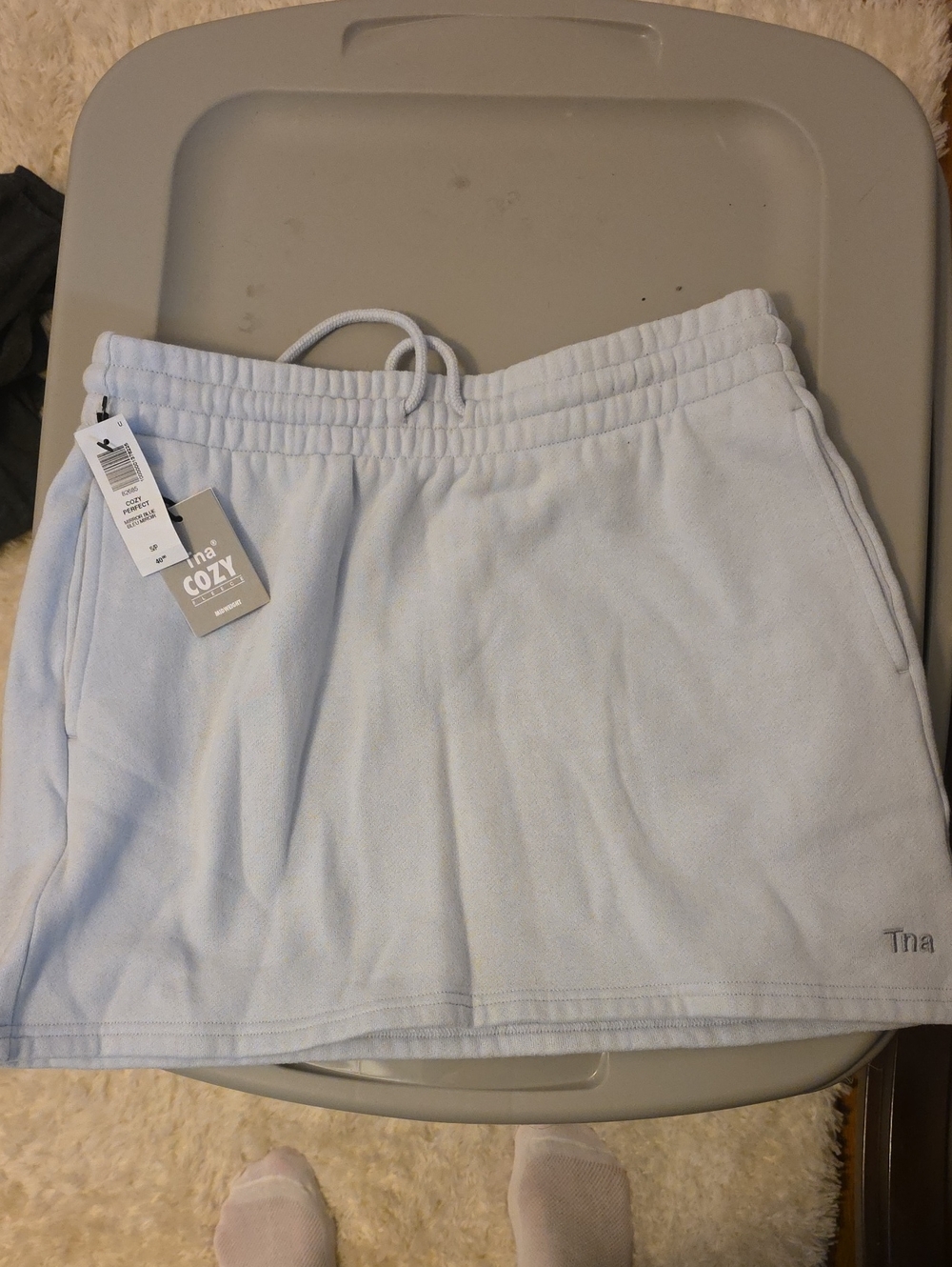 TNA Cozy Light Blue Drawstring Skirt